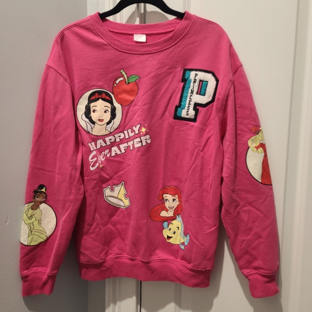 Disney Princess Graphic Printed Patch Sweatshirt Pullover